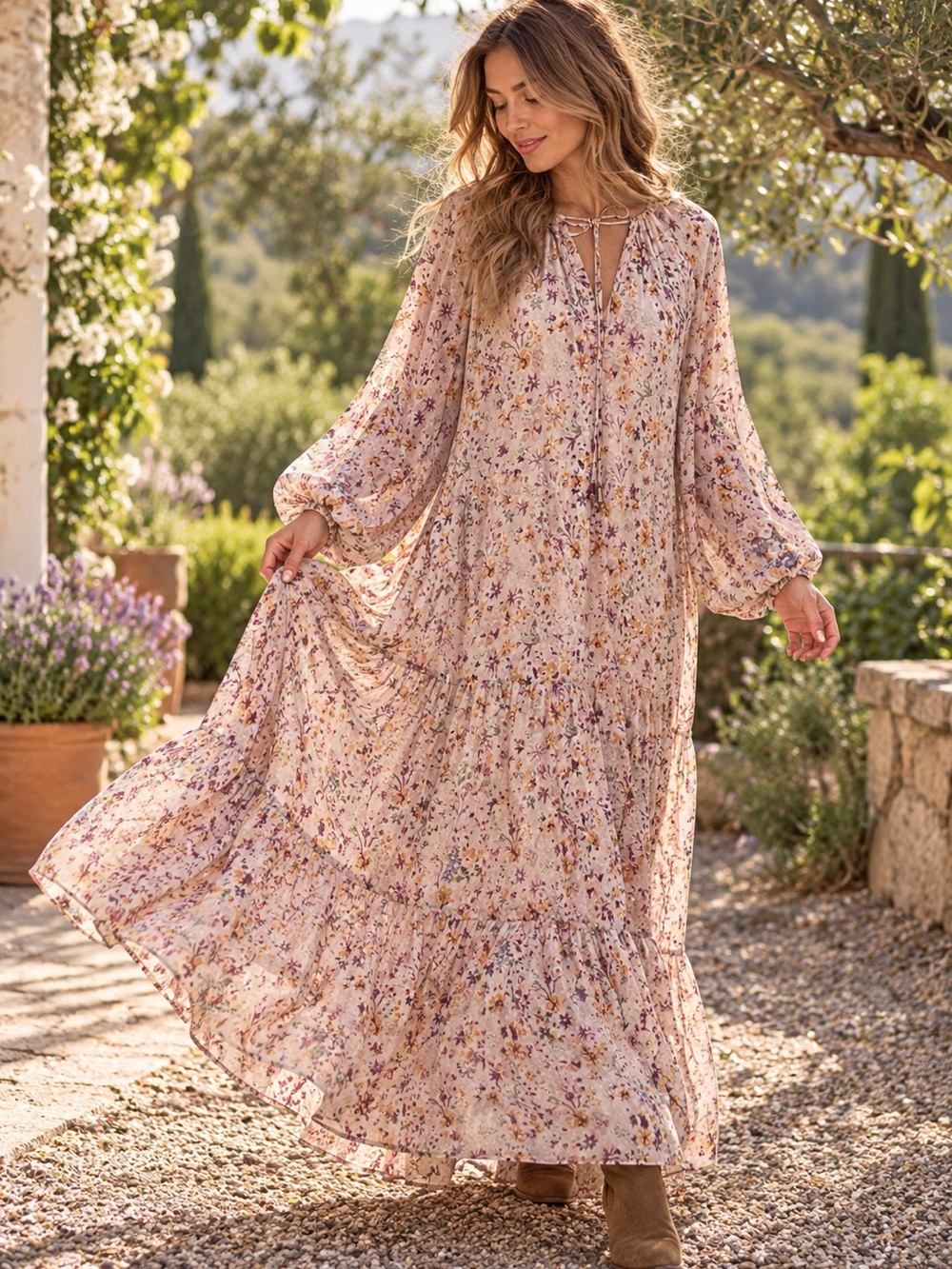 Ivy City Co Imogen Floral Maxi Dress Tiered